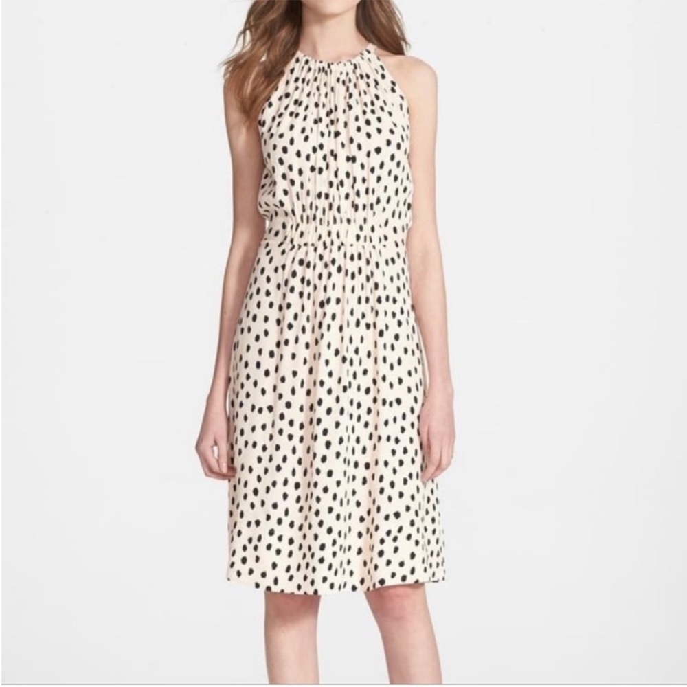 Kate Spade Take a Walk on the Wild Side Halter Dress Size 6 Cream/Black Midi